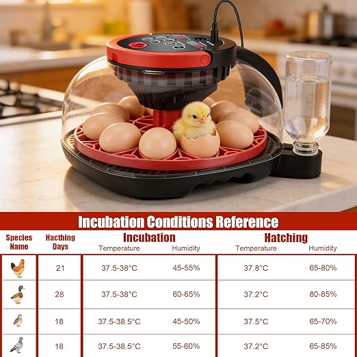 Chicken Incubators for Hatching Eggs, 12 Eggs WiFi Smart Incubator with 1080P Camera | App Control | Temperature & Humidity Control | Automatic Egg Turner | Egg Candler for Chicken, Duck, Quail