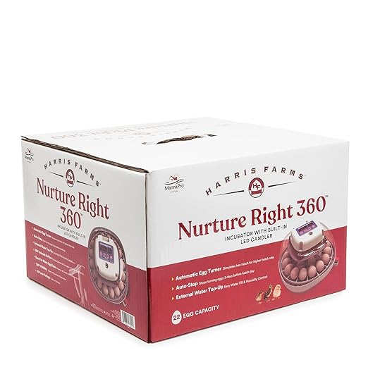 Harris Farms Nurture Right Egg Incubator for Hatching Chicks, Holds 12-22 Eggs, Automatic Turner with Temperature and Humidity Control, 360 Degree View with Clear Window, Incubator for Chickens