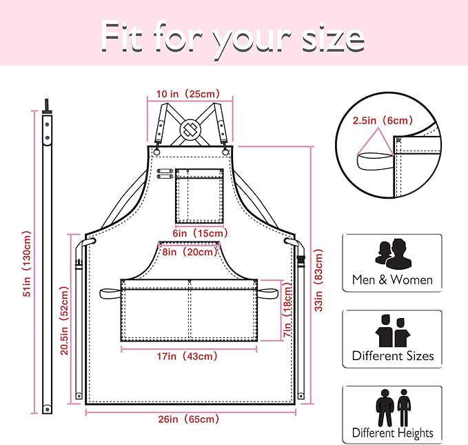 10 Pack Kitchen Aprons, Work Apron, Canvas, Multiple Pockets, Gardening, Painting, BBQ, Artist, Carpenter, Sizes M to XXL, Pink