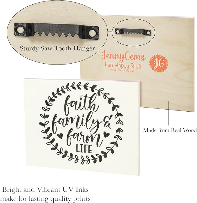 JennyGems Faith Family Farm Life Wooden Sign, Barn Decor, Rustic Farmhouse Decor Wall Hanging, Christian Farm Life, Made in USA