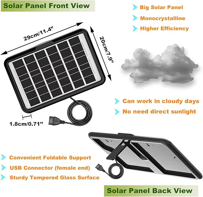 8 Inch Solar Powered Fan, Install-free, with 18W Big Solar Panel, Cloudy Days Working Solar Fan for Air Circulation and Cooling in Greenhouse, Chicken Coop, Pet House, Attic, 14ft Long Cable