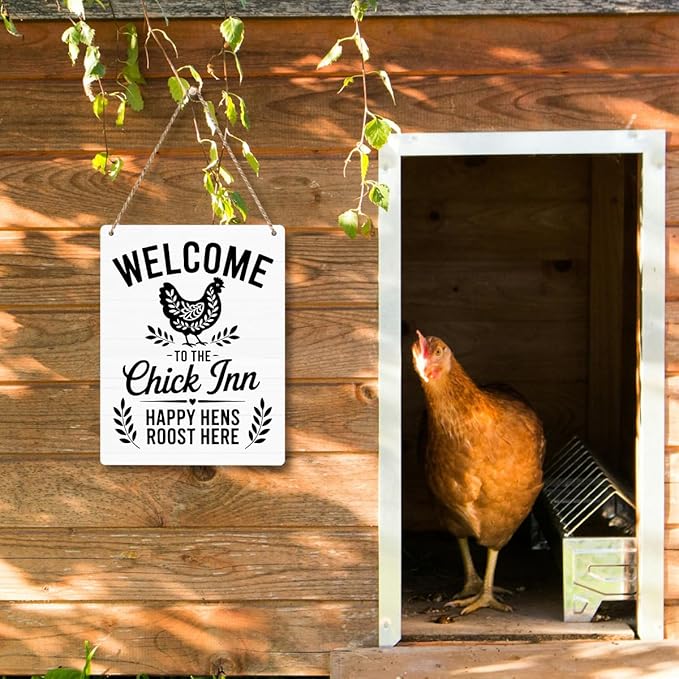 Chicken Gifts Sign Funny Chicken Coop Accessories Chicken Signs Rooster Decor for Home Farm Chicken-Coop Kitchen Yard Welcome to the Chick Inn Country Decor 8x10 Inch