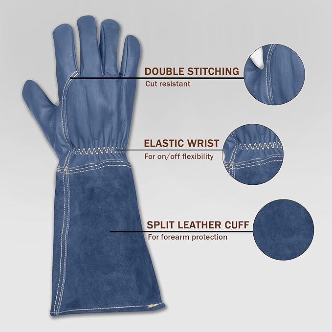 Suse's Kinder Animal Handling Gloves Leather Padding Dog,Cat Scratch,Bird Falcon Gloves Grabbing Reptile Squirrel Snake Bite