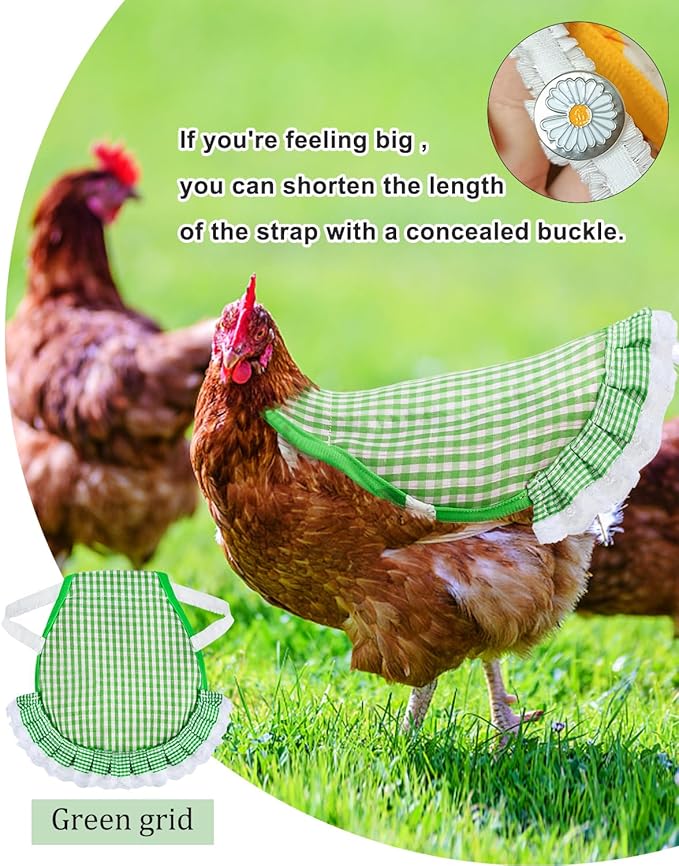 6pcs Hen Saddle Apron，Waterproof Chicken Saddle Hen Apron with Elastic Chicken Jacket Straps Hen Apron Poultry Protector Wing Back Protector Print Feather Protective Jacket(B)