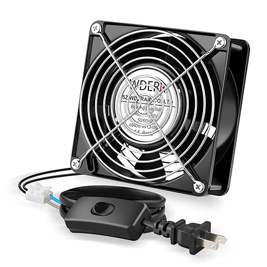 AC Axial 110V 120V 120mm x 38mm Dual Ball Big Airflow Fan for DIY Window Exhaust, Kitchen, Chicken Coop Ventilation, Electric Radiator, Greenhouse, Small Box Cooling