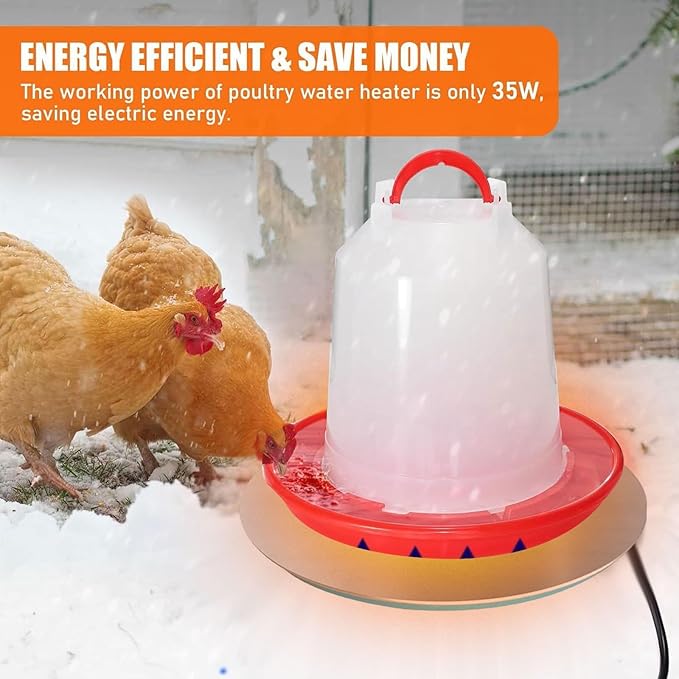 Heated Poultry Waterer Base, Electric Chicken Water Heater for Winter, Coop Accessories for Hen Duck and Goose with Thermostat (Blue_25cm)