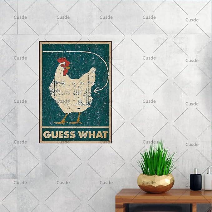 Chicken Coop Signs Vintage Guess What Metal Tin Sign Chicken Coop Accessories Retro Chicken Decor For Kitchen Farm 8x12 Inch