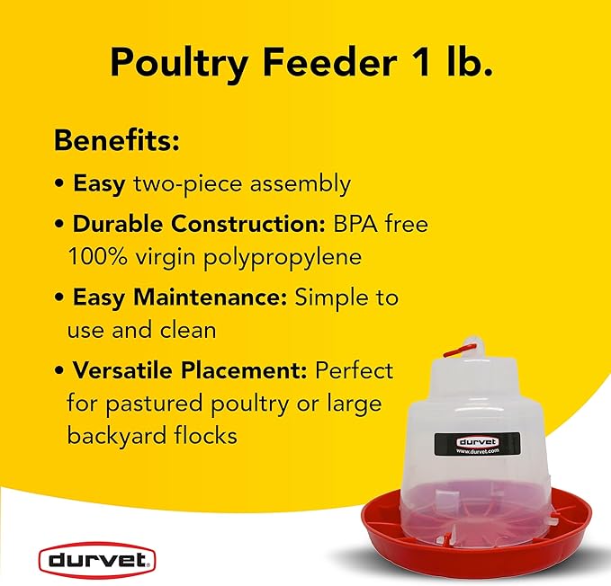 Durvet, Baby Chick Feeder, 1 Lb Poultry Feeder for Chicks and Ducklings