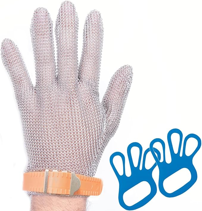 Cut Resistant Stainless Steel Metal Mesh Glove, Food Grade Chainmail Glove for Cutting, Butcher Gloves for Oyster Shucking Fish Filleting Food Processing Leather Cutting (X-Large (Pack of 1))