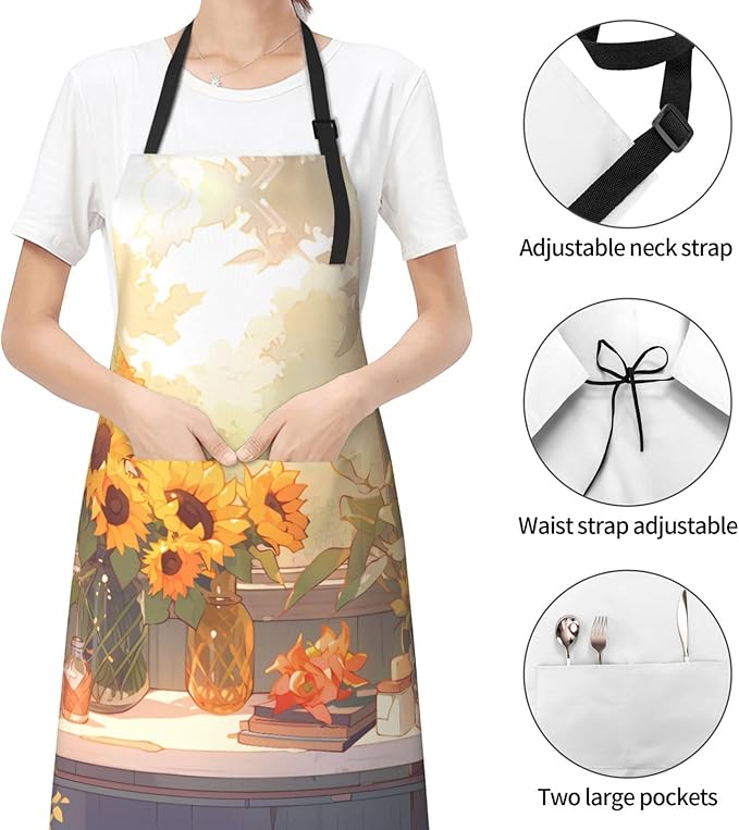 Tyrannosaurus rex Heavy Duty Waterproof Apron with Pockets for AdultsResistant Grilling, Gardening, Painting