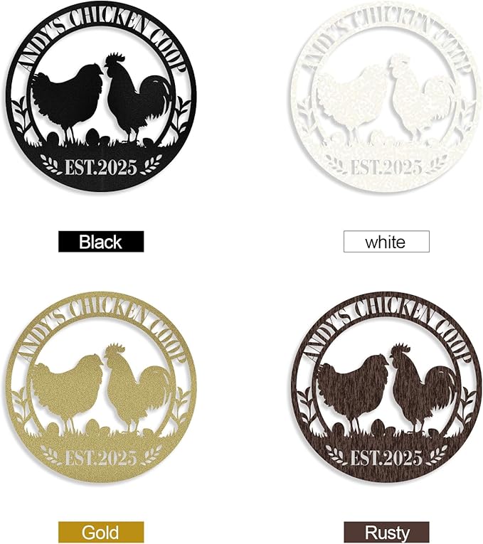 Personalized Chicken Coop Signs, Metal Funny Farm Decor, Chicken Coop Accessories, Metal Outdoor Wall Art, Custom Hen House Sign, Rustic Farmhouse Wall Decor for Farm Yard Garden Color06