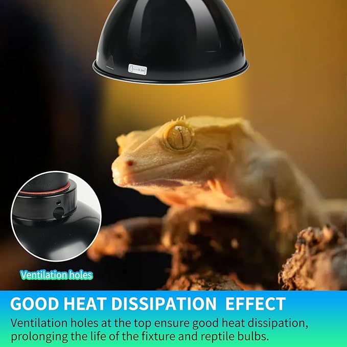 LUCKY HERP Reptile Light Fixture with Dimming Thermostat & Timer, Aluminum 8.5inch Dome Reptile Lamp Fixture, Heat Lamp Fixture for UVB Bulb Basking Heat Bulb