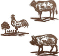 J-Fly Farm Wall Decor Farmhouse Metal Wall Art Pig Cow Rooster, 9 Inch set of 3, House Decorations for Living Room Bedroom Valentine, Rustic Farm Animal Windmill Décor for Indoor Outdoor Lodge
