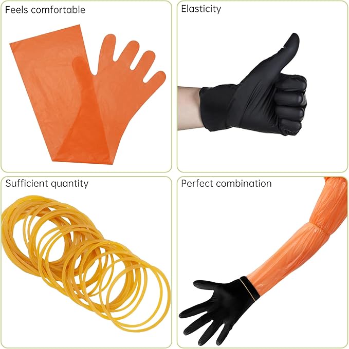 YUNVI Field Dressing Gloves for Deer Hunting and Veterinary Use - Includes Disposable and Nitrile Gloves