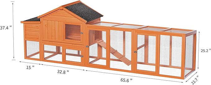 113.5" Large Wooden Chicken Coop Outdoor Hen House with Run, Waterproof Roof & Nesting Box, Secure Lock, Removable Tray, Ramp & Perch for 2–4 Chickens or Small Pets