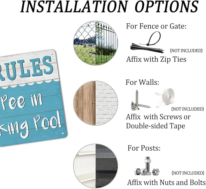 Pool Rules Metal Sign Don't Pee in the Pool Vintage Swimming Pool Tin Sign Outdoor Swimming Pool Decorations Farmhouse Home Patio Pool Decor 8x12 Inch