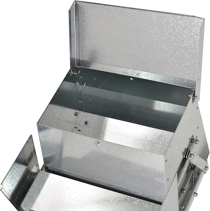 PawHut 30 lbs Capacity Automatic Chicken Poultry Feeder with a Galvanized Steel and Aluminium Build, Weatherproof Design