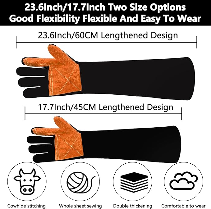 Animal Handing Gloves Bite Proof,Leather Welding Gloves,Multipurpose Puncture Proof Glove for Dog,Cat,Reptile,Snake