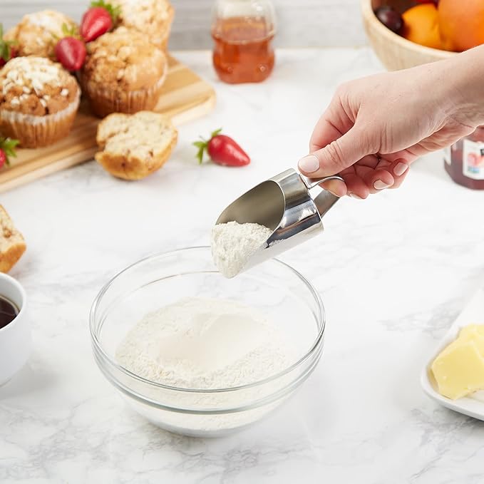 RSVP International Endurance Kitchen Collection Measuring Tools, Dishwasher Safe, Vintage Mini Scoop, Stainless Steel