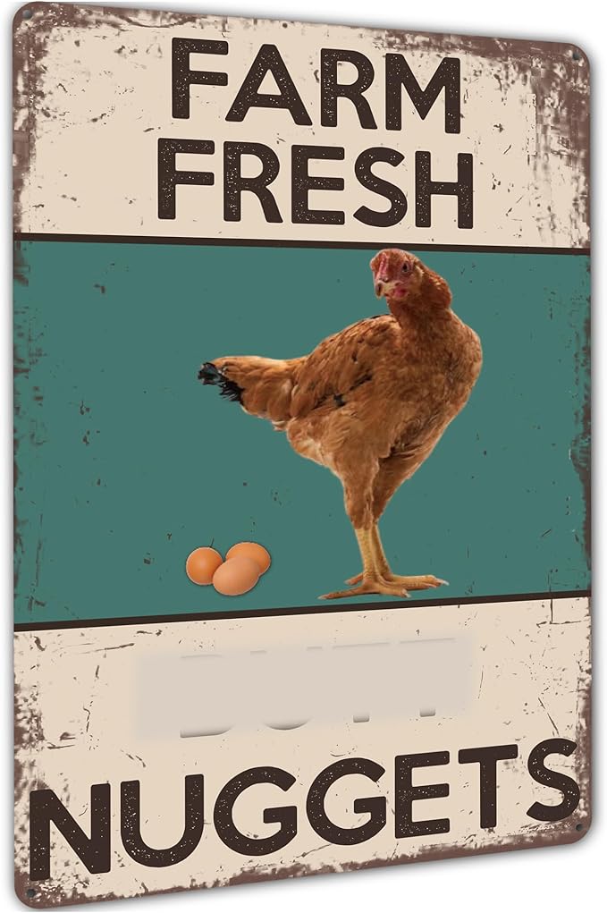 HIDEGRASS Vintage Metal Signs Chicken Coop Signs for Farm Yard Decor, Farm Tin Signs for Decor 8 X 12 Inch