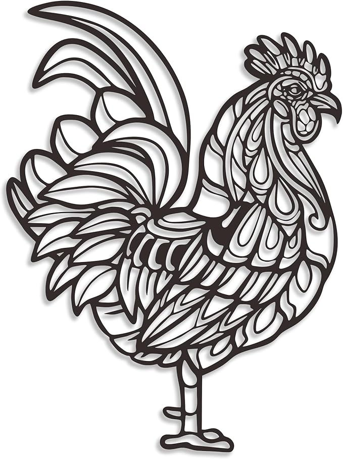 Rajukit Rooster Kitchen Decor - Chicken Decor & Premium Metal Rooster Wall Decor Durable Metal Chicken Gift for Christmas Thanksgiving Housewarming - (14.5"x10.8")