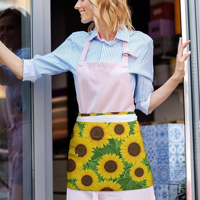 Short 3 Pockets Waist Waiter Waitress Half Apron Waterproof Chef Aprons