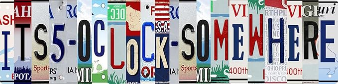 Retro Tin Metal Signs It'S 5-O'Clock-Somewhere Statement Farmhouse Bathroom Wall Decor for Home Vintage Bar or Dorm Unique Gift Idea for Friends 4x16 in