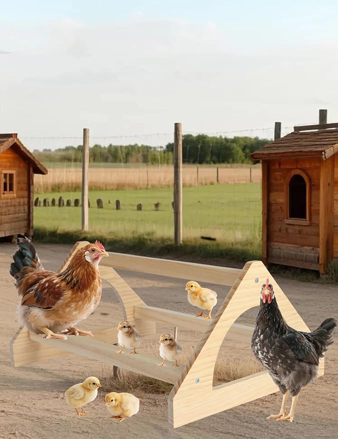 Wooden Chick Perch, Chick Stand Training Perch, Wood Chicken Roosting Bar for Entertainment, Strong Chick Jungle Gym Roosting Bar, Strong Wooden Chicken Roosting Bar, Easy to Assemble and Clean（Small）