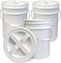 ePackageSupply 5 Gallon White Bucket with White Gamma Seal Screw on Airtight Lid | Made in USA | Food Grade | Heavy-Duty HPDE Plastic | Durable 90 Mil Pail | Easy Stack and Store | BPA Free (3 Count)