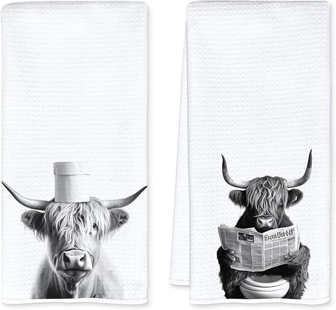Cow Bathroom Decorative Towels - Cow Gifts Hand Towel, Funny Cows Decorative Hand Towels for Bathroom, 16x24 Inch Set of 2