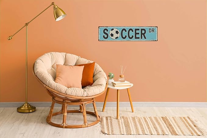 Soccer Dr Metal Sign 4x16in Rustic Sports Plaque for Office Wall Decor Coach Gift