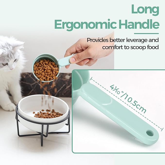Measuring Dog Food Scoop - 1/2 Cup Scoop Measuring Cup for Dog Cat Ferret Rabbit Bird Food, Melamine Half Cup with Handle, Food-Grade 1/4 Pet Feed Scoop, Dishwasher Safe, Green