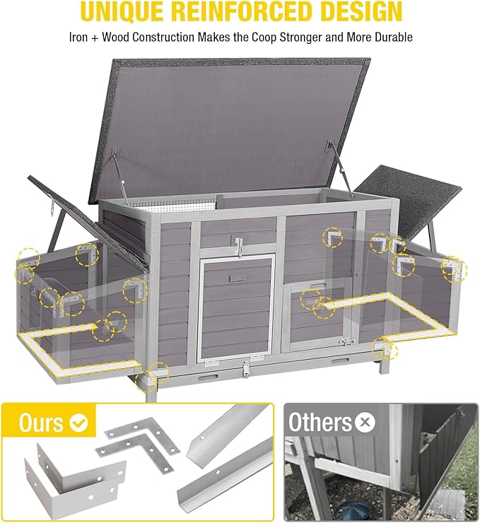 Aivituvin Chicken Coop with Two Nesting Boxes Large Wooden Hen House Outdoor Weatherproof Rabbit Hutch Duck Cage (AIR69)