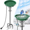 Heated Bird Bath for Outside Winter,100W Thermostat Control Birdbath Bowl with Metal 5-Prong Base,Freestanding Heated Bird Baths for Outdoors Garden Patio Yard Lawn (Green)