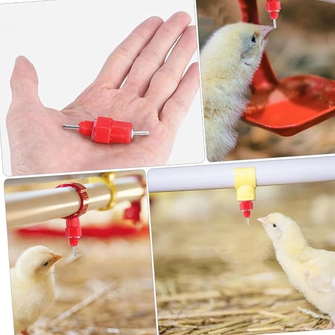100Pcs Chicken Feeder Nipples, Poultry Nipples Automatic Chicken Water Nipple Drinker Poultry Waterer Water Dispenser Poultry Hen Duck Goose Water Fountain Drinking Feeder