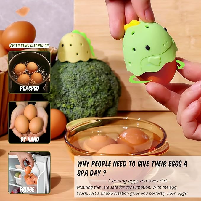 Dinosaur Egg and Vegetable Washer, 2.17 Inches, Food-Grade BPA-Free, Yellow (2, Yellow)
