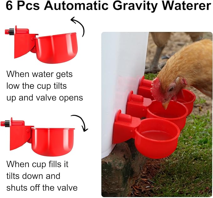 Chicken Feeder No Waste Automatic Poultry Feeder DIY Chicken Feeders and Waterer Set 6 Chicken Feeders Ports Auto Chicken Feeder Kit