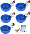 Chicken Waterer Cups 5 Packs, Automatic Waterer Feeder with Anti-Leak System for Chicken, Duck, Goose, Bunny (Blue)
