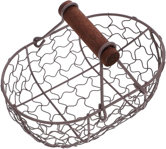 Creative Retro Storage Basket Eggs Vintage Style Holder Farmhouse Wire Basket Countertop Decorative Collecting Container