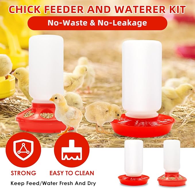 Chick Brooder Box Starter Kit with Chick Perch,flip Top Poultry Feeder, 1l Chick Feeder and Waterer Kit, Baby Chick Starter Home Kit, Baby Chicken Supplies for Baby Chick, Duck and Quail