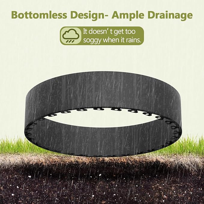Chicken Dust Bath Tub, Round Chicken Lime Grit Container, 25in X 5.9in Ajustable Size with 10PCS Nails, Bottomless Design for Chickens Ducks Turkeys Outdoor Use, Chicken Coop Accessories