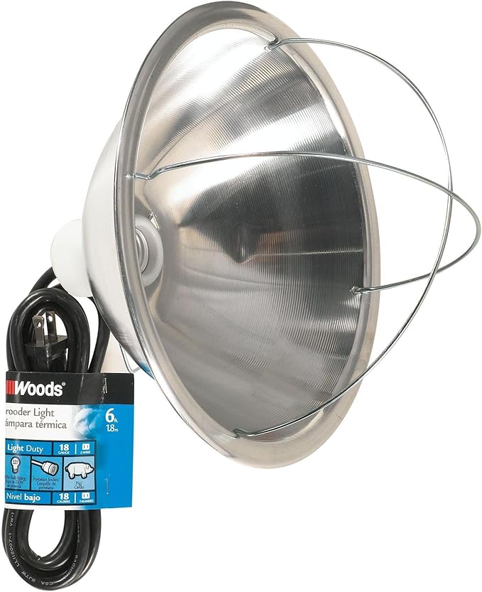 Woods 0165 Brooder Lamp with Bulb Guard;10.5 Inch Reflector and 6 Foot Cord (250 Watt; 18/2 SJTW); 0