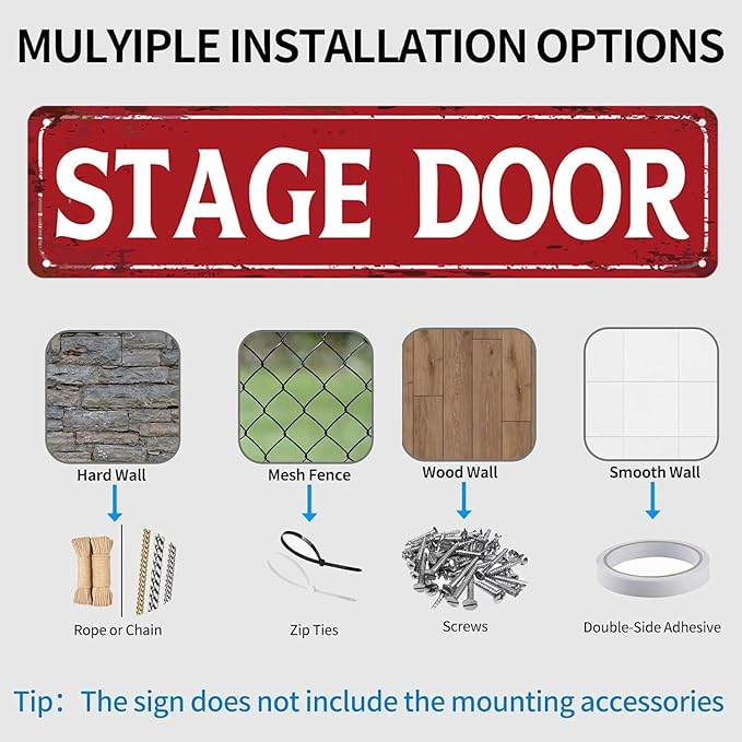 Home Theater Decor Stage Door Sign Vintage Metal Tin Signs Theatre Posters For Home Movie And Musical Theater Concert Entry Sign Musical Theater Wall Art Decor 16x4 Inches