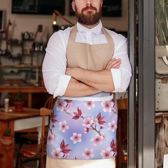 Server Apron with 3 Pockets Waist Waiter Waitress Half Apron Short Aprons