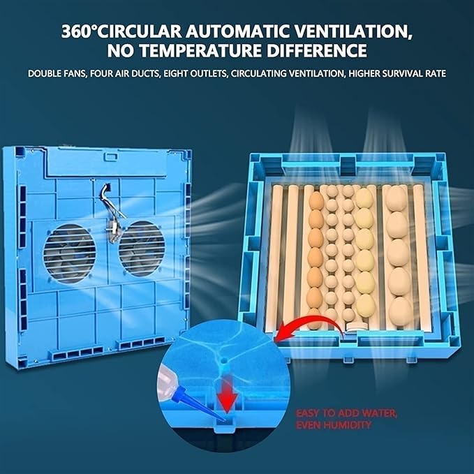 Egg Incubator Automatic Turning Digital Hatcher Machine Poultry Breeder with Temperature Control and LED Candler for Hatching Chickens Duck Quail Birds 320 Eggs
