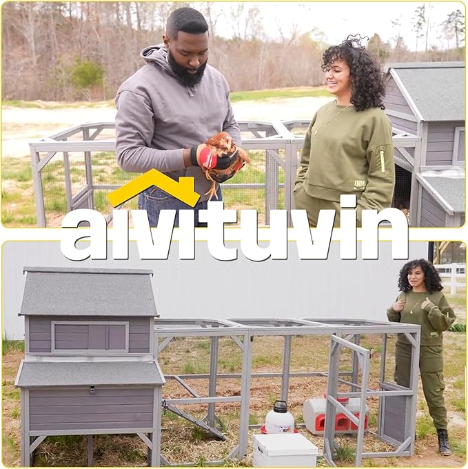 Aivituvin Chicken Coop Extra Large Chicken House 55ft² for 10-15 Chickens Outdoor Wooden Hen House Poultry Cage with 6 Nesting Boxes, 6 Perches, Large Run 137" L