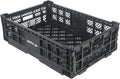 Restaurantware Plastic Milk Crates for Storage - Cater Tek Stackable Storage Buns for Organizing - Collapsible Storage Basket for Groceries, Black