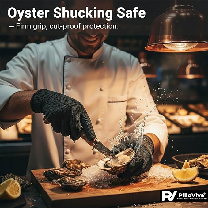 4PCS Cut Resistant Gloves Food Grade Level 5 Protection,Safety Cutting Gloves with Stainless Steel Wire for Kitchen Chefs Butchers Meat Cutting Mandoline Oyster Shucking Garden -Superior Dexterity, L