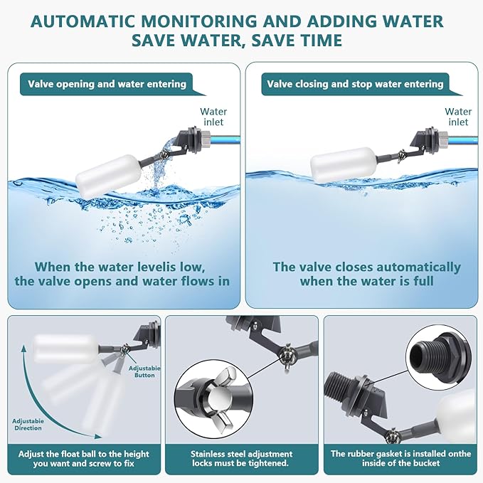 Lilyang Automatic Chicken Waterer 2 Gallon | Float-Control Auto Waterer, Hanging/Standing Design, Connect to 3/4'' Faucet & Hose, Effortless Hydration Solution for Backyard Coop & Small Farm