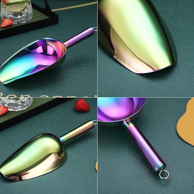 Rainbow Ice Cream Scoop - Premium Stainless Steel for Cookie, Dog Food, Flour, Candy - Dishwasher Safe (8oz/9 Inch)